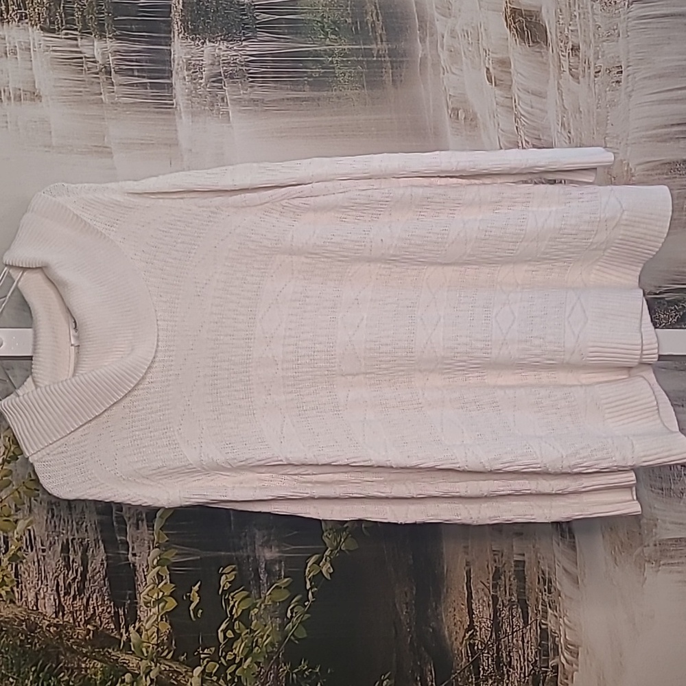 CJ Banks Womens 3X white long sleeve acrylic knit oversized cowl neck sweater